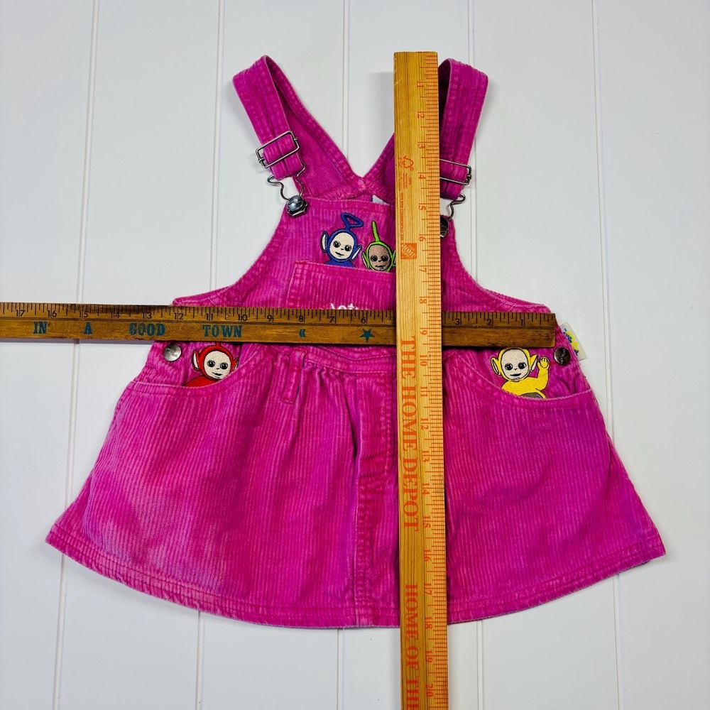 Vintage Teletubbies Embroidered Hot Pink Corduroy Overall Dress, Size 3T - Picture 14 of 15